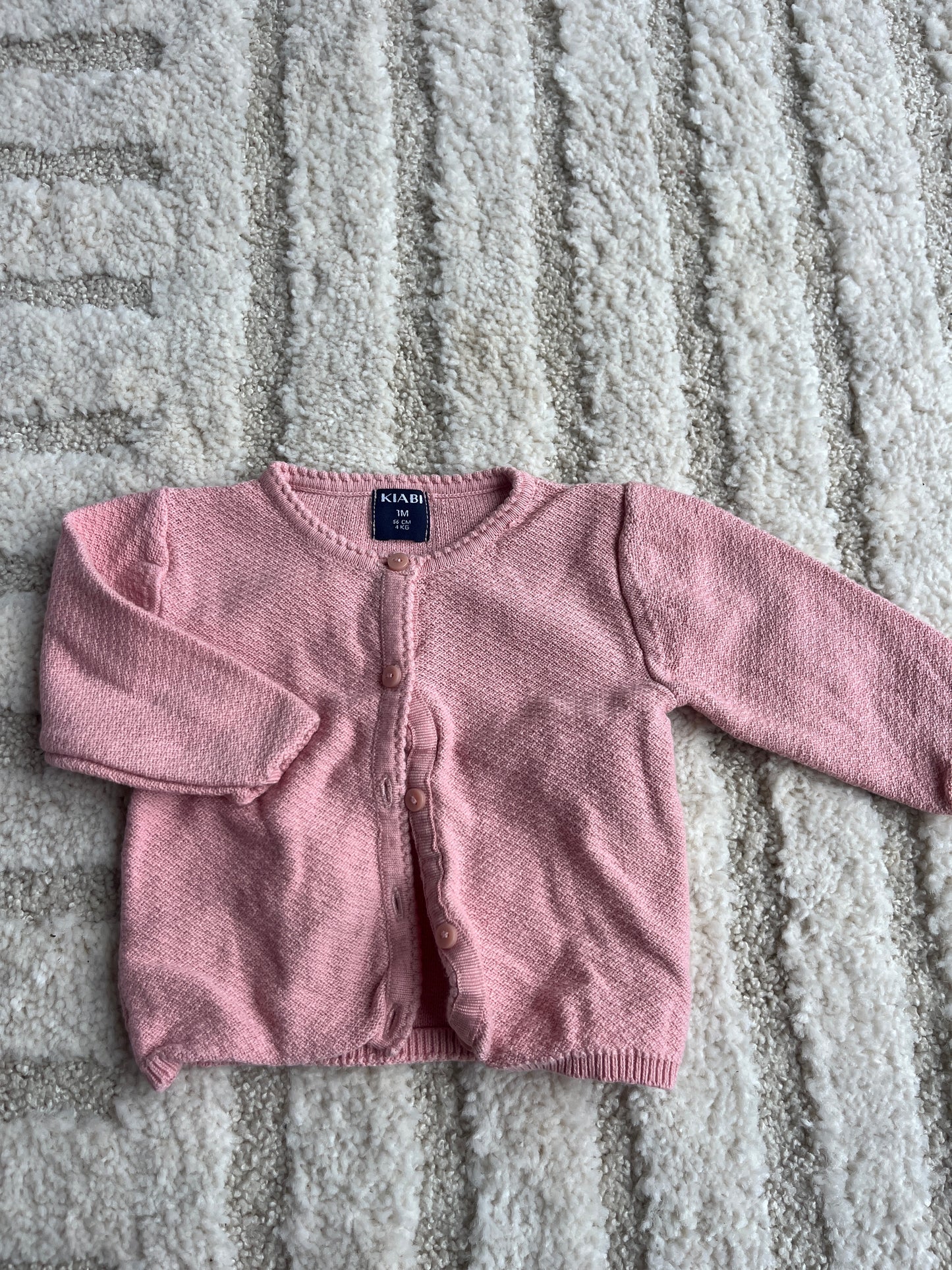 Cardigan à manches longues en maille rose - 1 mois