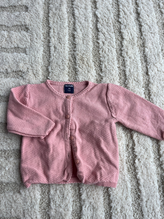 Cardigan à manches longues en maille rose - 1 mois
