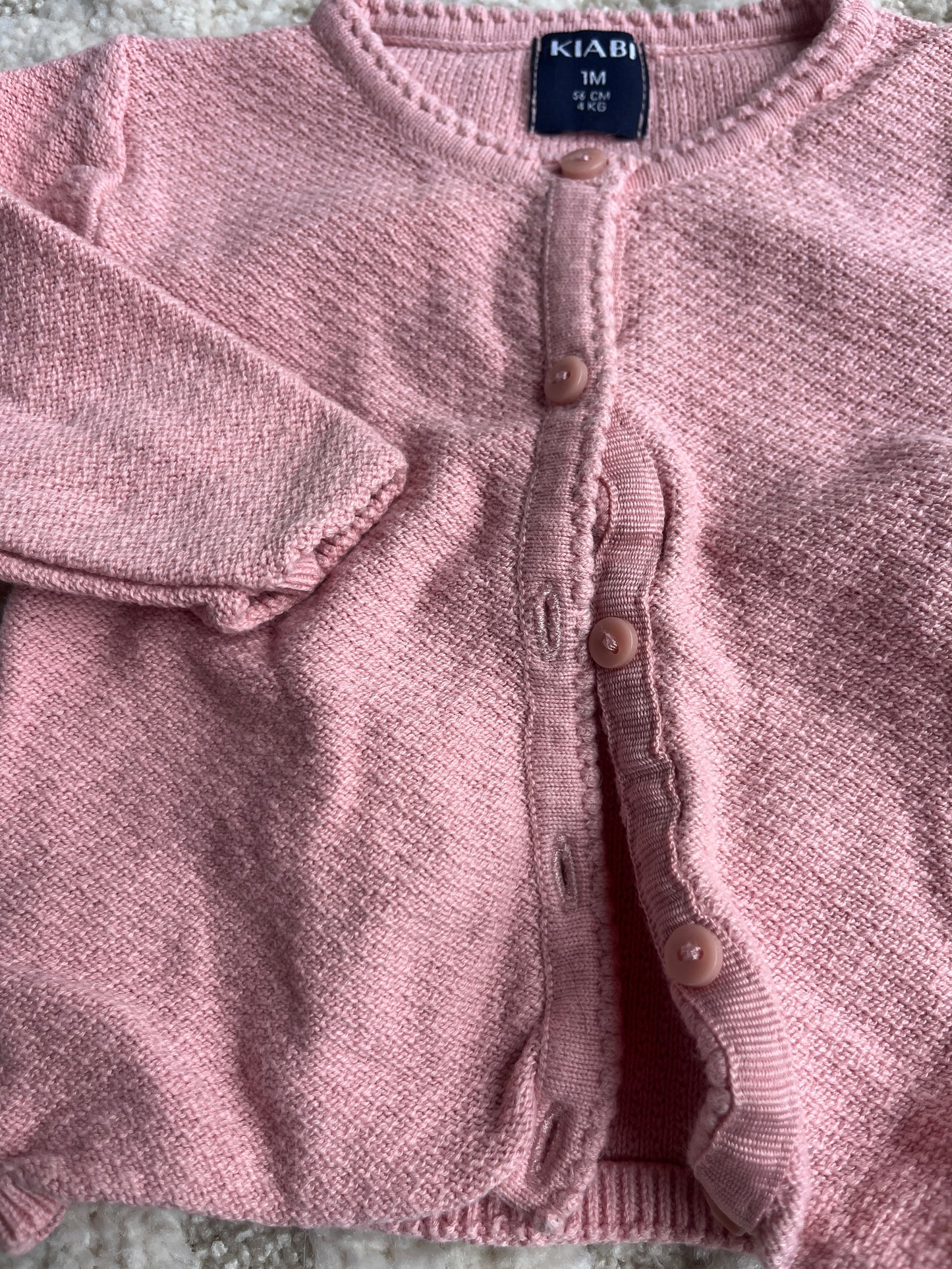 Cardigan à manches longues en maille rose - 1 mois