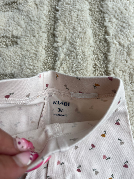 Legging en jersey crème motifs fleurs - 3 mois