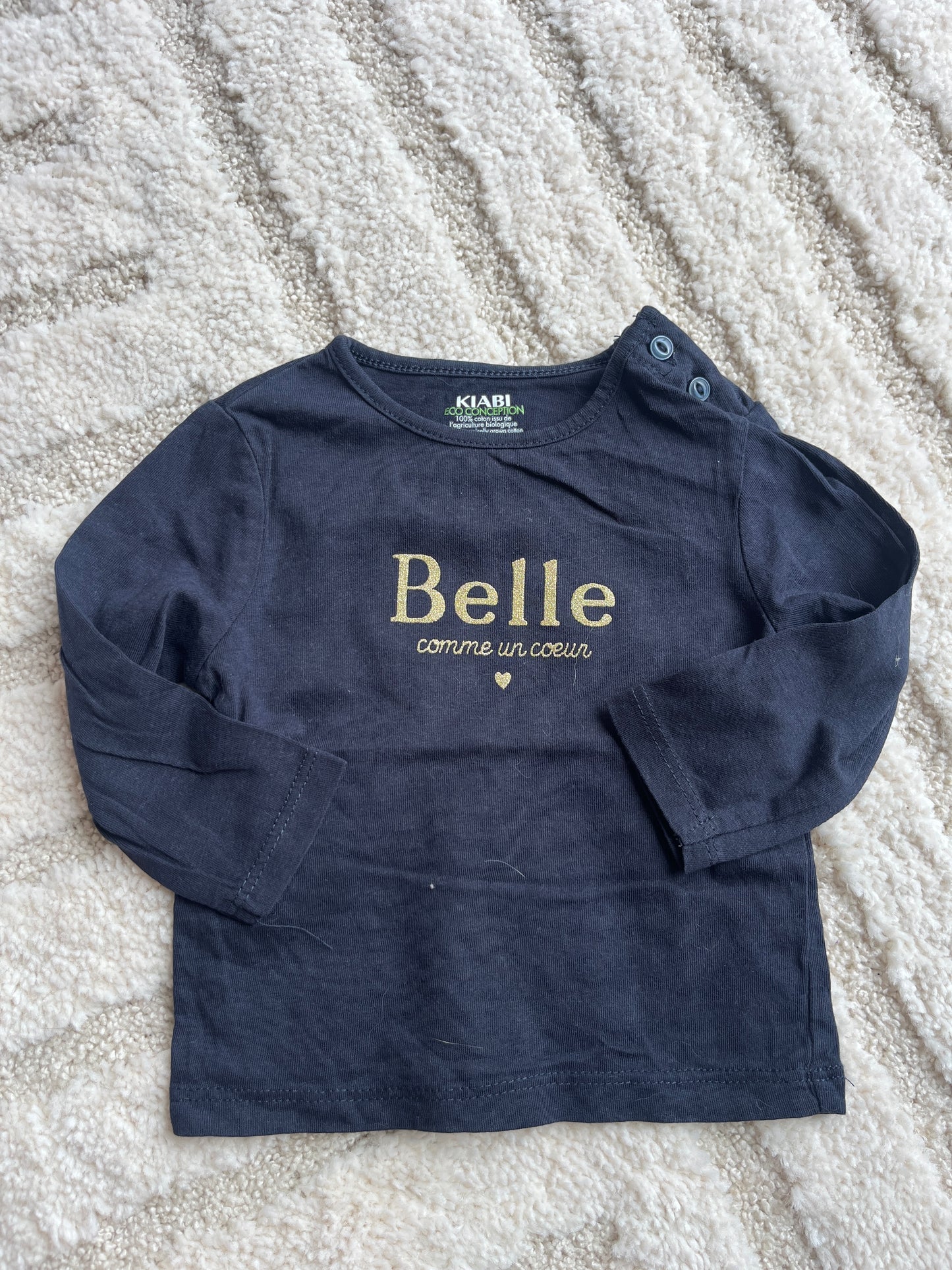 T-shirt à manches longues bleu marine « belle comme un cœur » - 3 mois