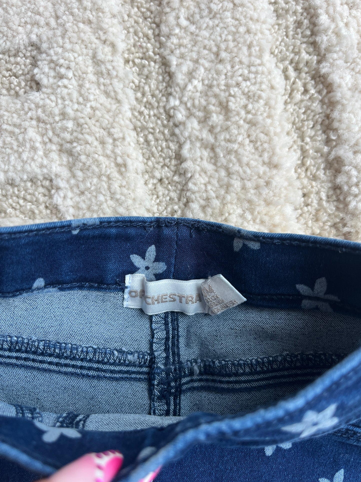 Jegging bleu effet délavé motifs fleurs - 3 mois