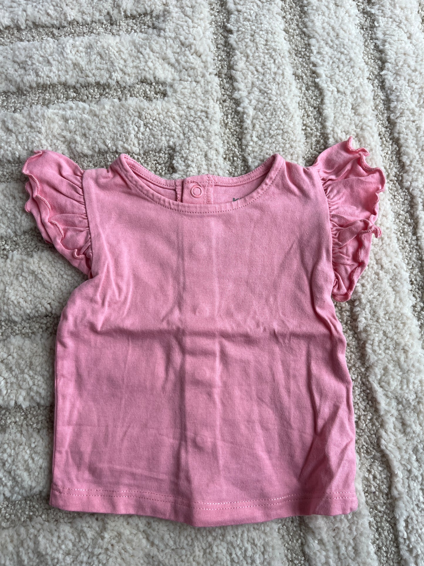 T-shirt à manches courtes volantées rose - 3 mois