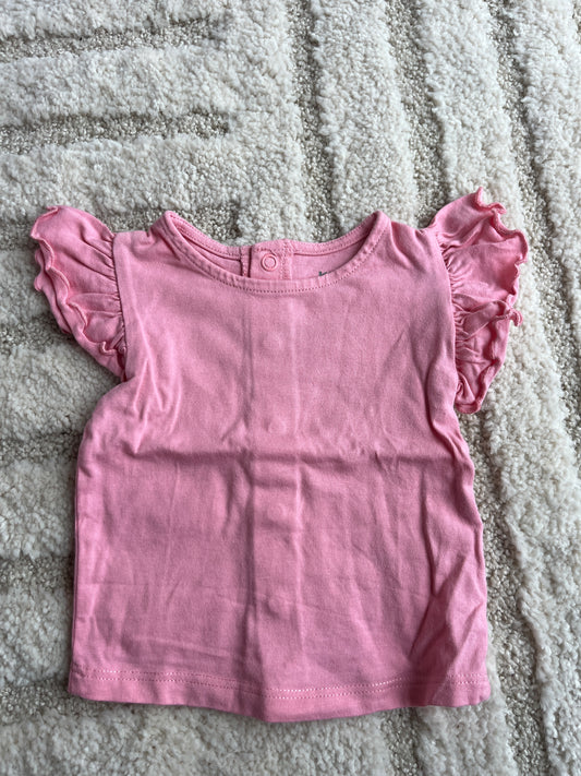 T-shirt à manches courtes volantées rose - 3 mois