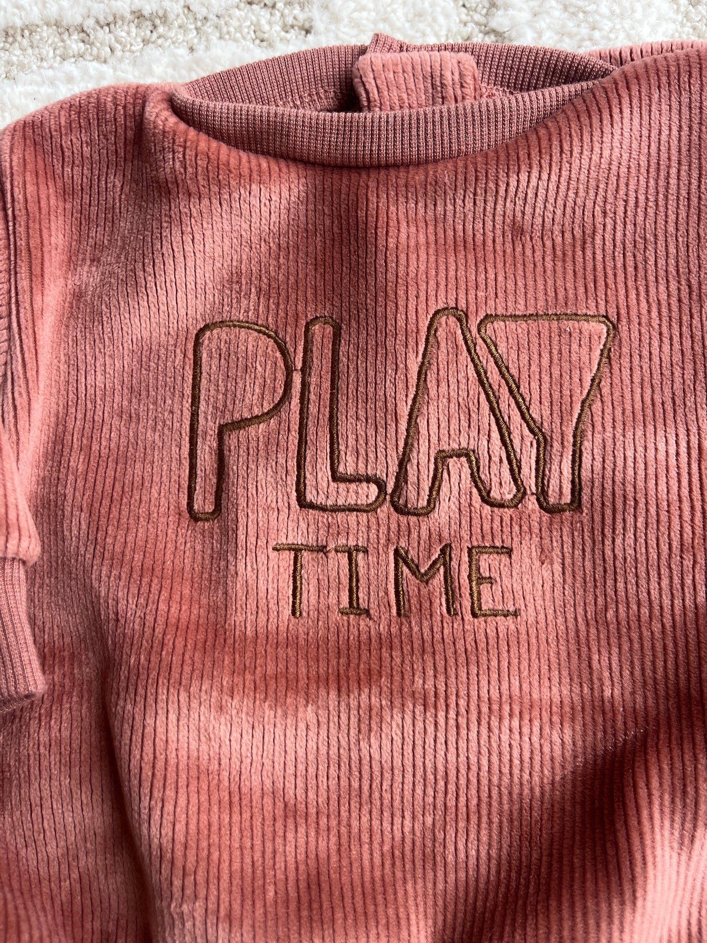 Sweat à manches longues rose poudré en velours « play Time » - 3 mois 