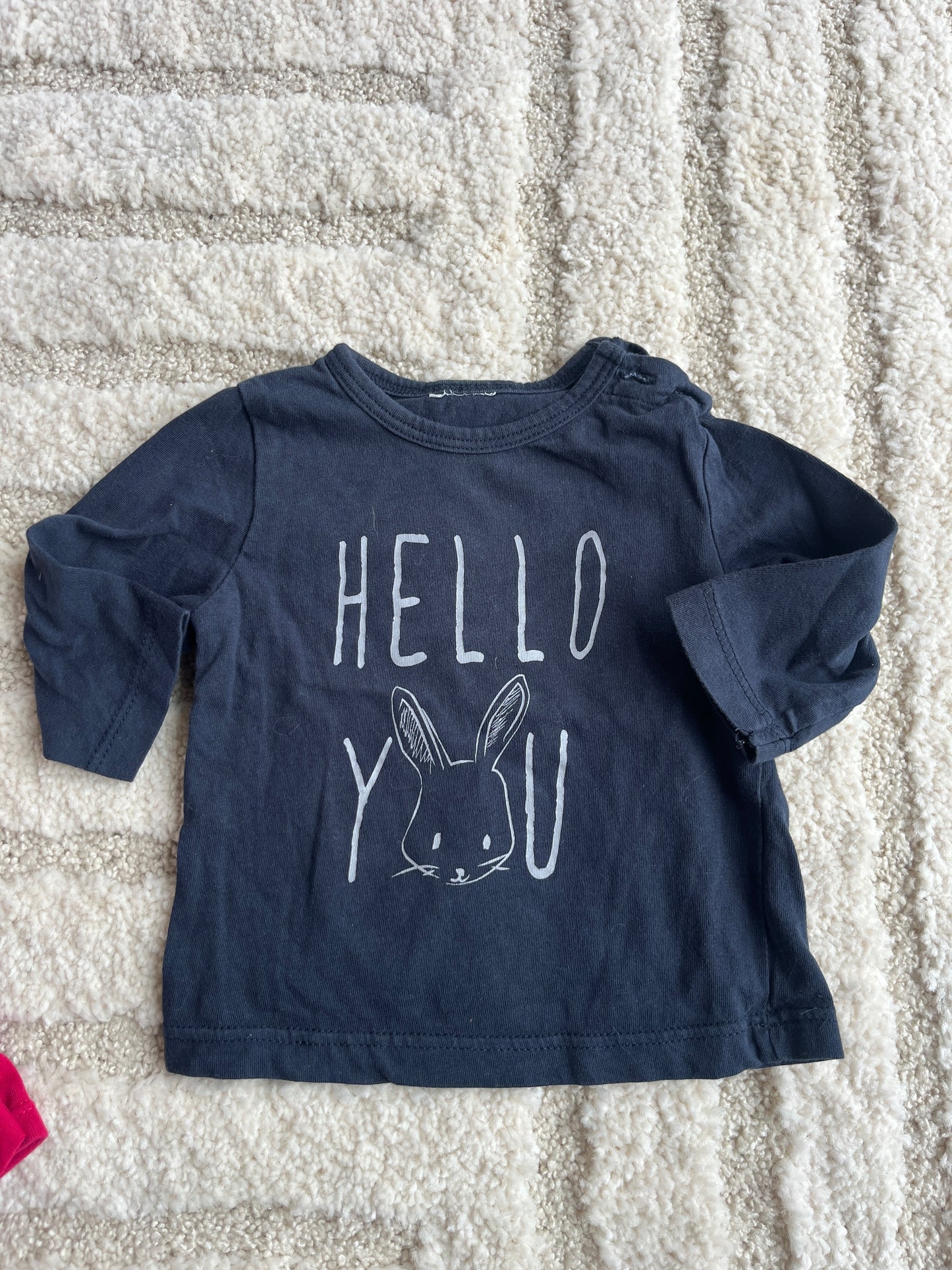 T-shirt à manches longues bleu marine « hello you » - 3 mois