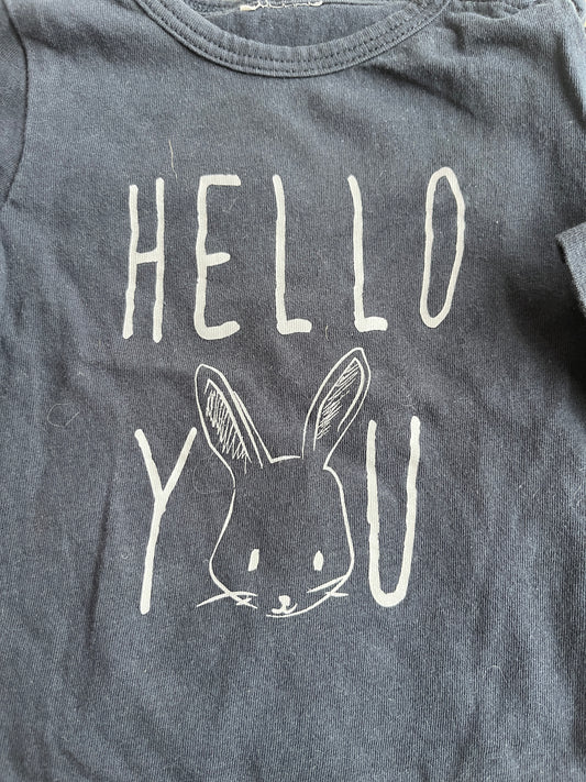 T-shirt à manches longues bleu marine « hello you » - 3 mois