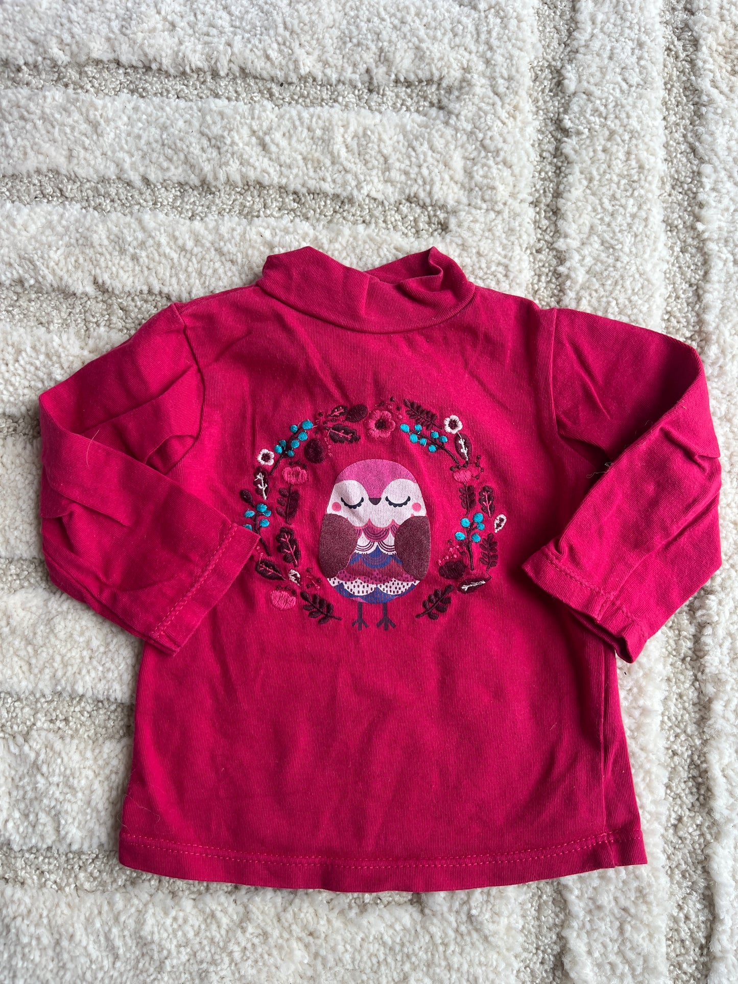 T-shirt à manches longues fuschia chouette - 3 mois