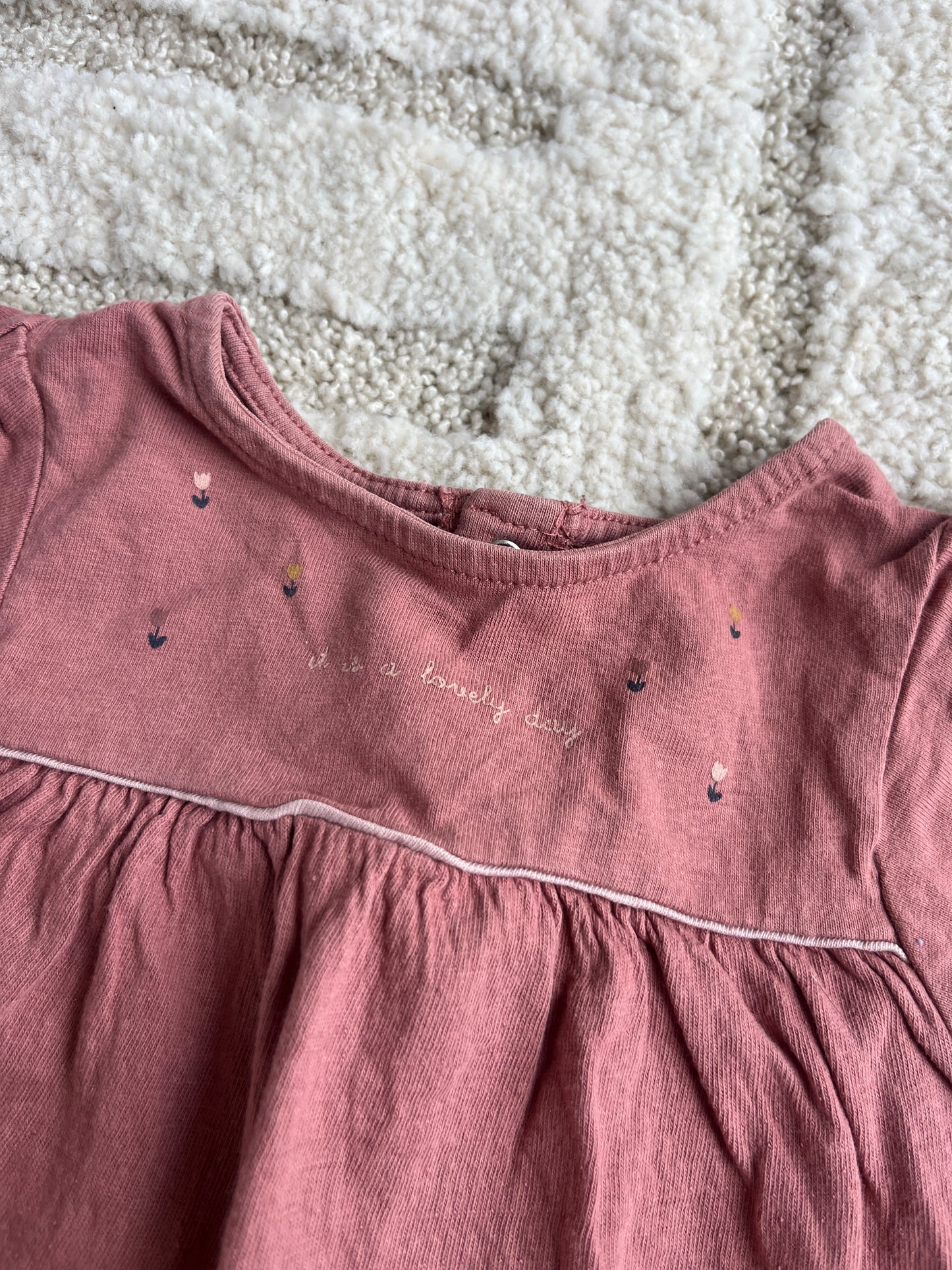 Robe sans manches rose poudré « It is a Lovely day » - 3 mois