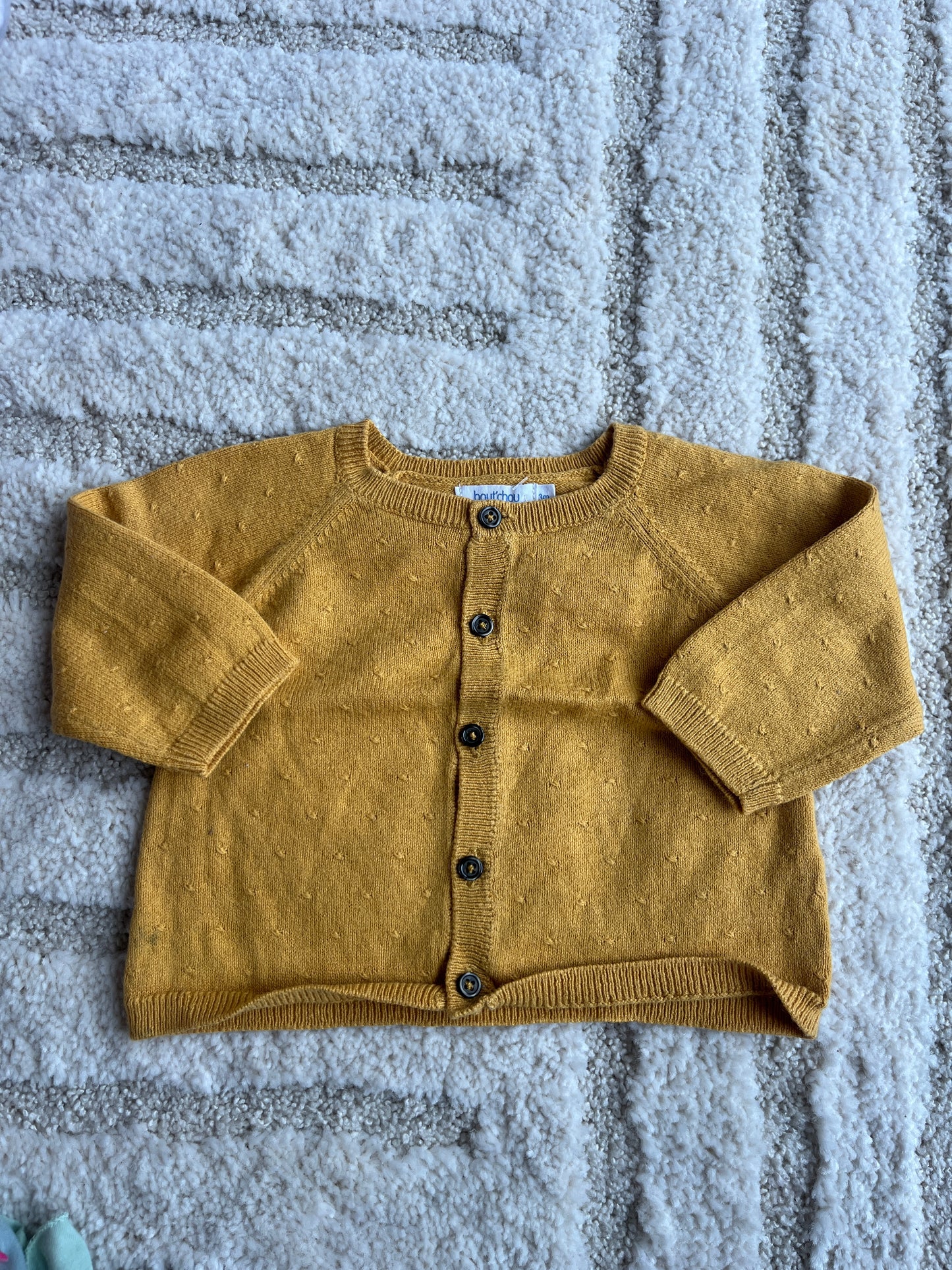 Cardigan à manches longues moutarde avec broderies Bout’chou - 3 mois