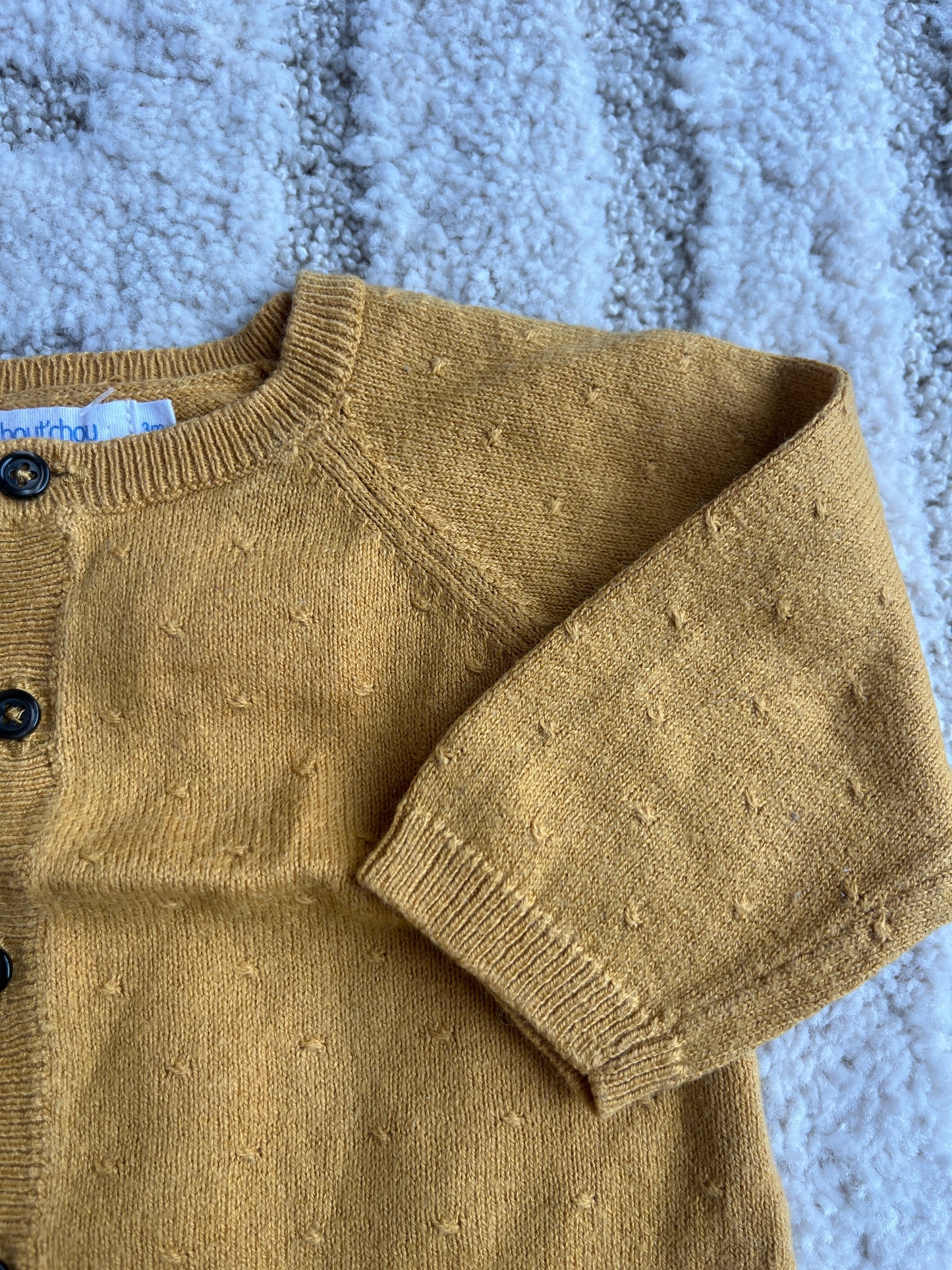 Cardigan à manches longues moutarde avec broderies Bout’chou - 3 mois
