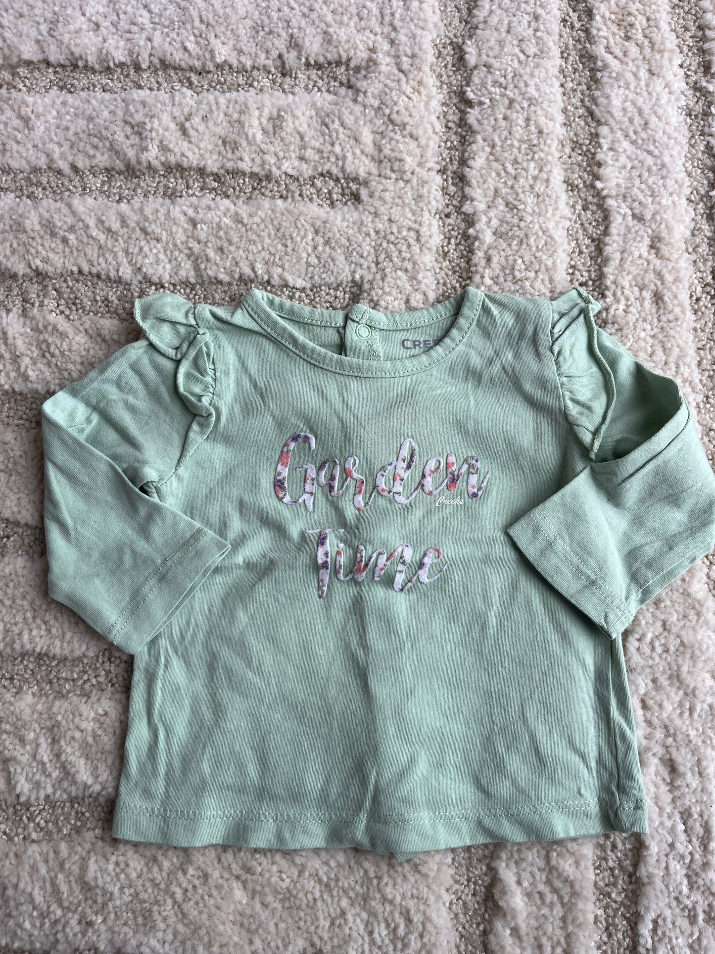 T-shirt à manches longues vert « garden Time » Creeks - 3 mois