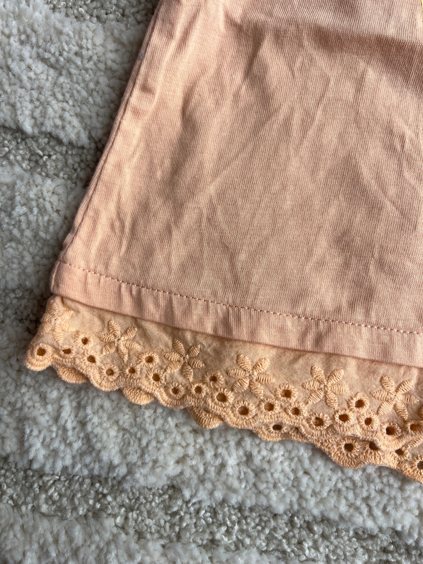Débardeur pêche avec broderie anglaise motifs glaces - 3 mois