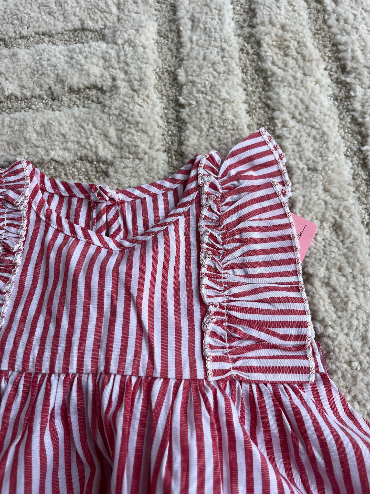 Robe sans manches été rayée rouge et blanche - 3 mois