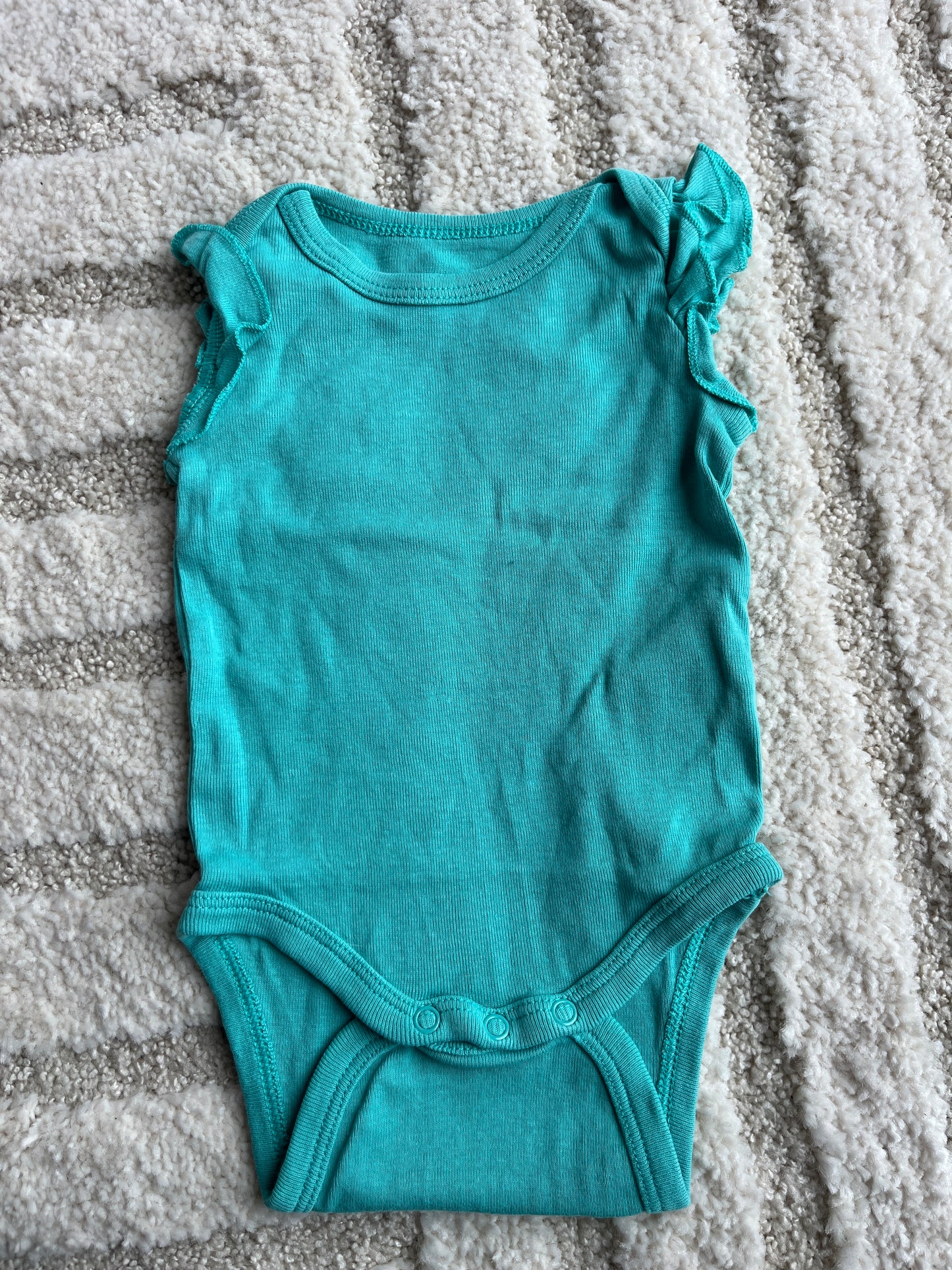 Body sans manches volantées bleu turquoise - 3 mois