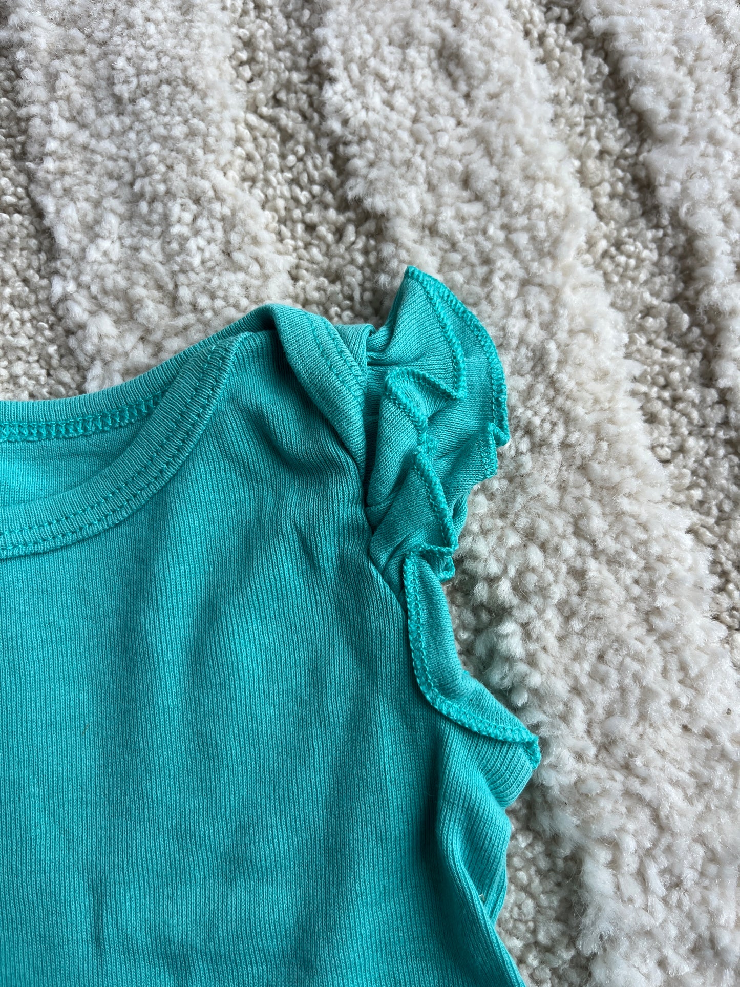 Body sans manches volantées bleu turquoise - 3 mois