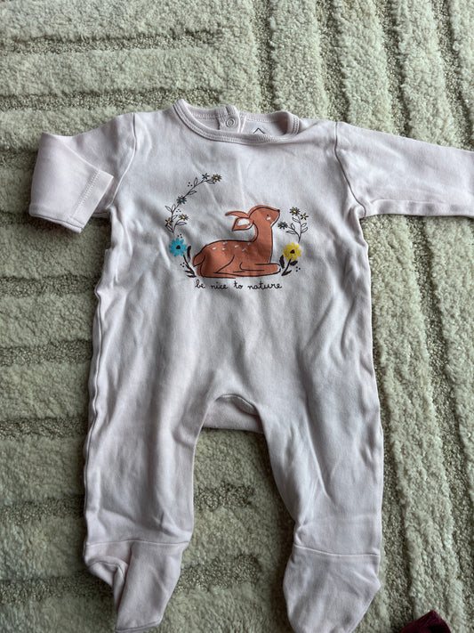 Pyjama léger rose pale faon « be nice to nature » - 3 mois