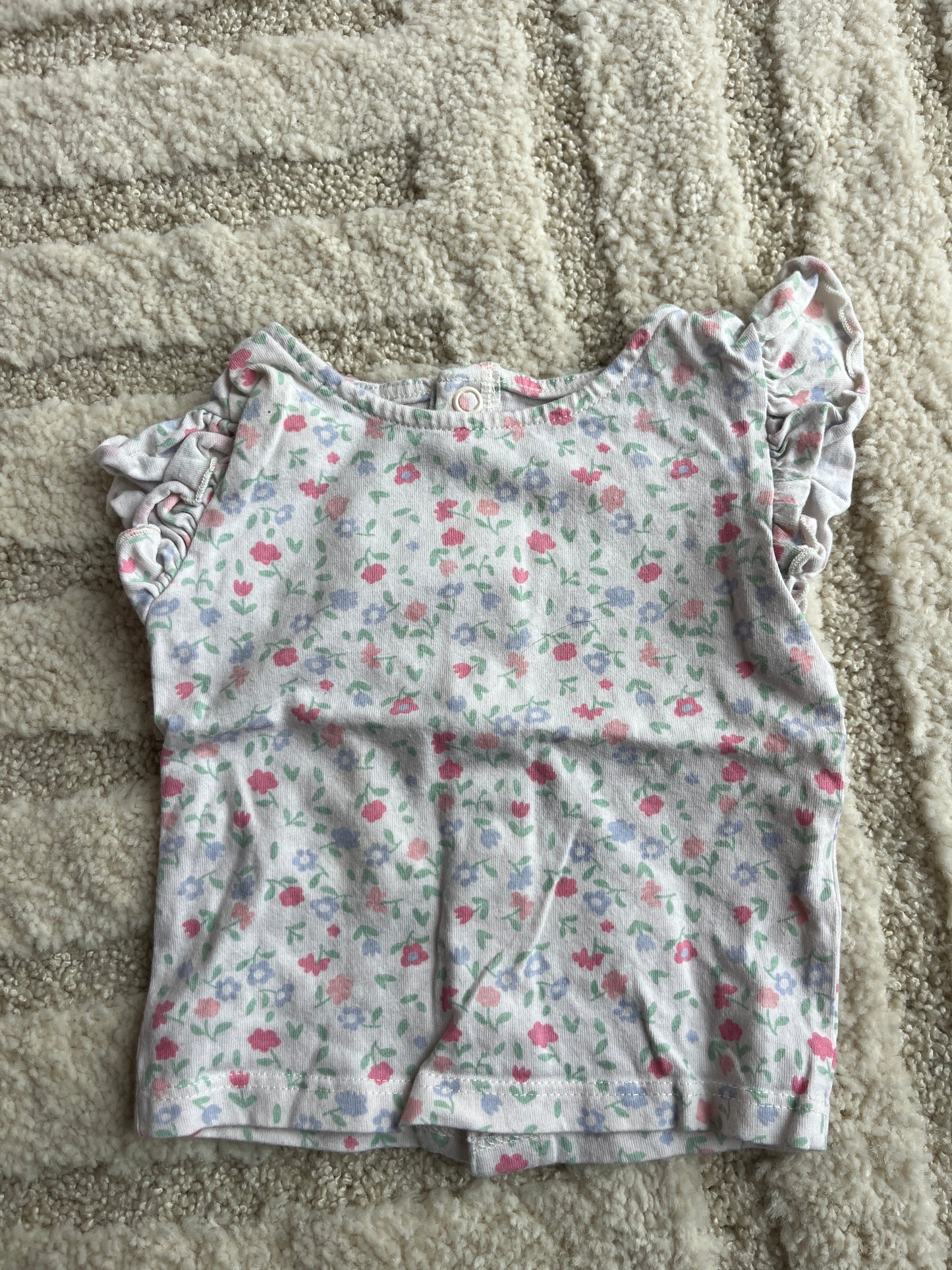 T-shirt à manches courtes volantées fleuri - 3 mois