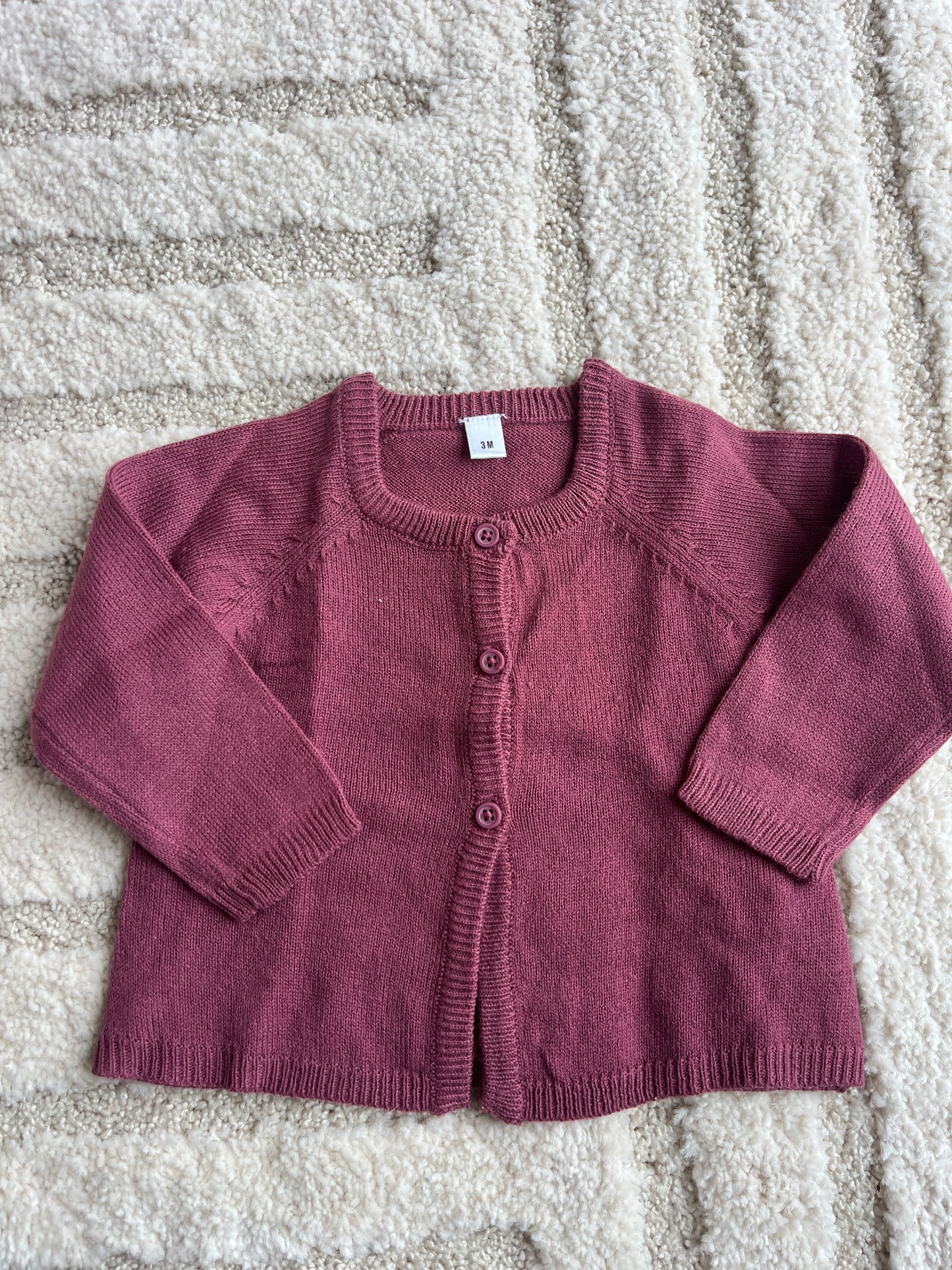 Cardigan à manches longues en maille prune - 3 mois