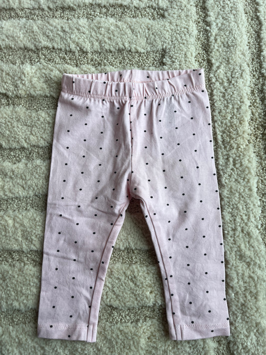 Legging en jersey rose pale avec pois noirs - 3 mois