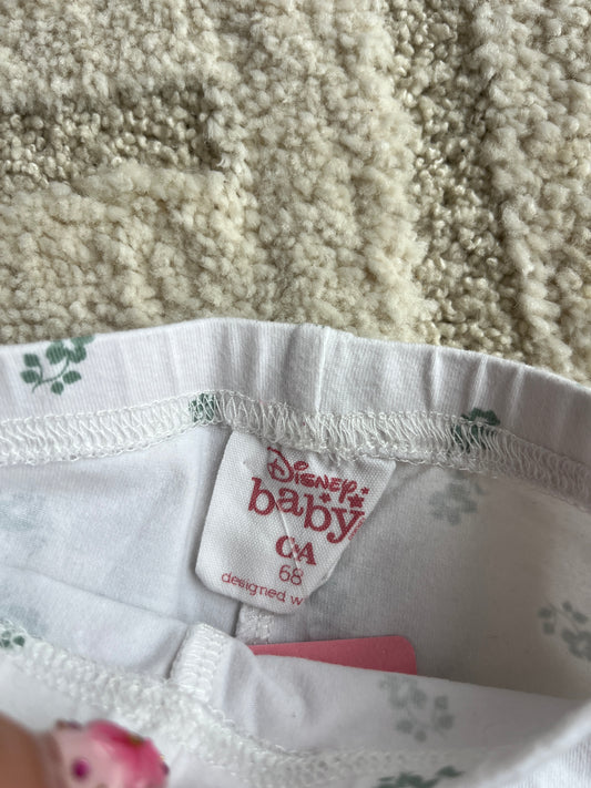 Legging en jersey blanc avec fleurs vertes Disney - 68 cm