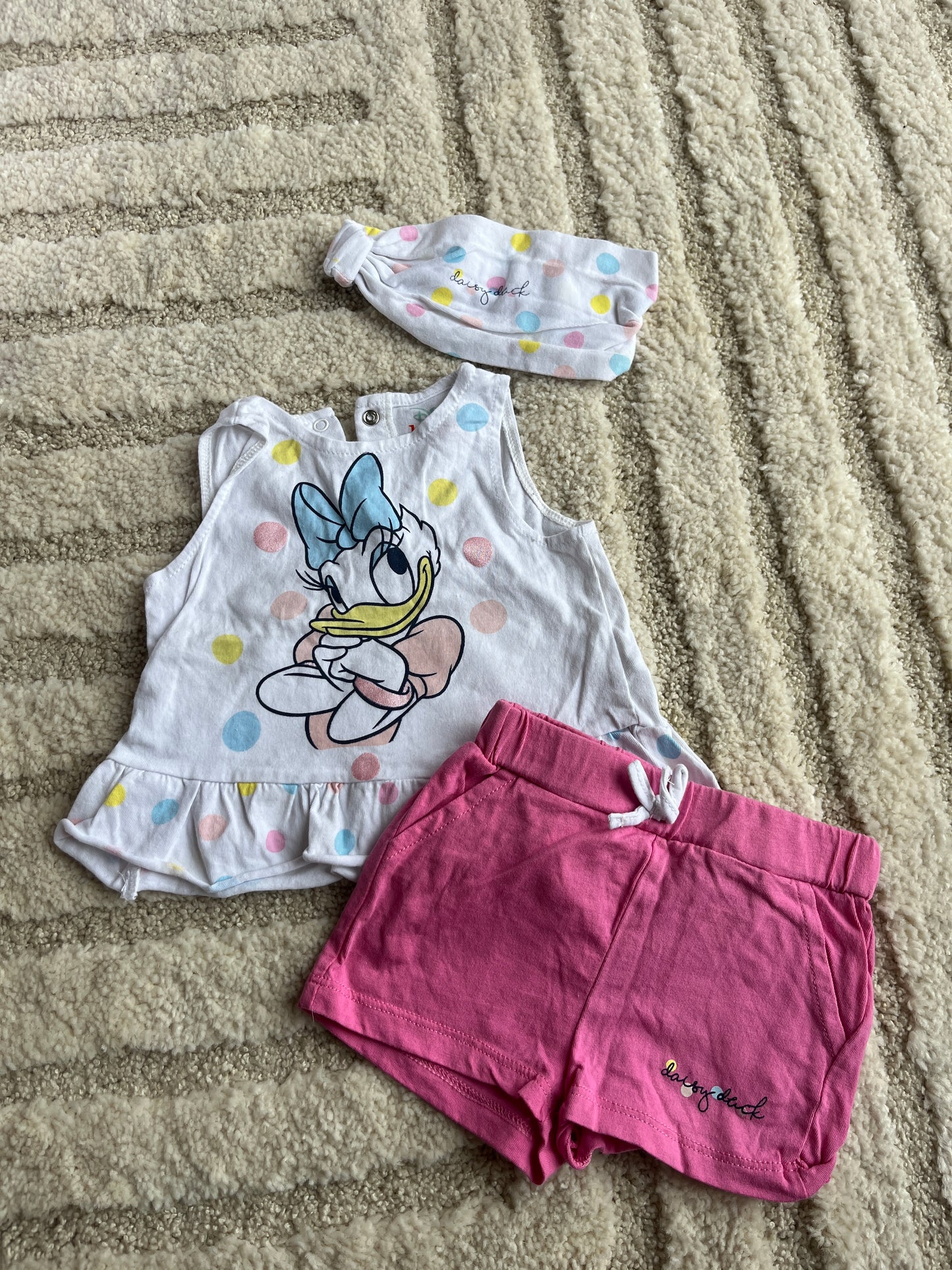 Ensemble été débardeur + short + bandeau Daisy Duck - 3 mois