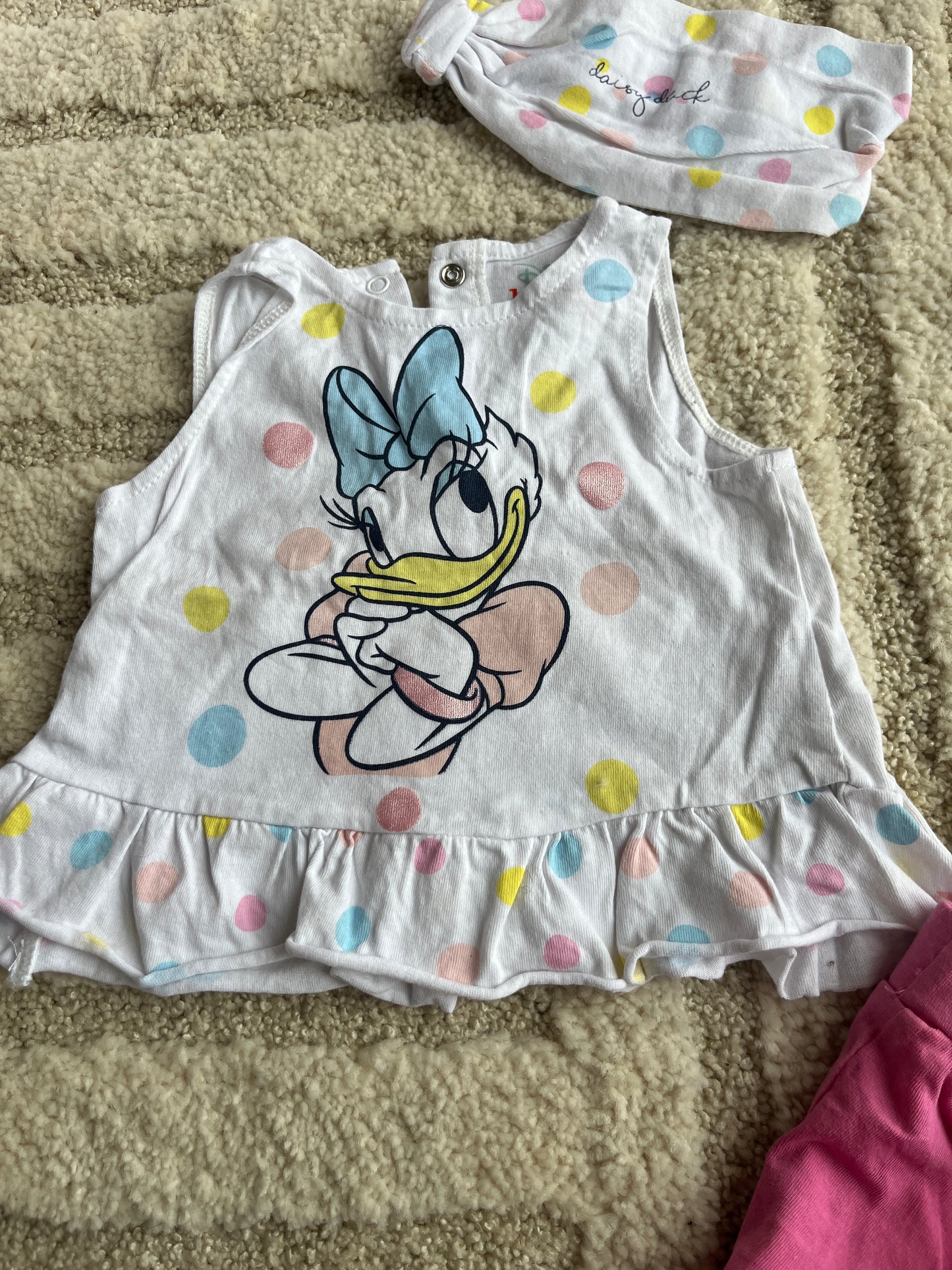 Ensemble été débardeur + short + bandeau Daisy Duck - 3 mois
