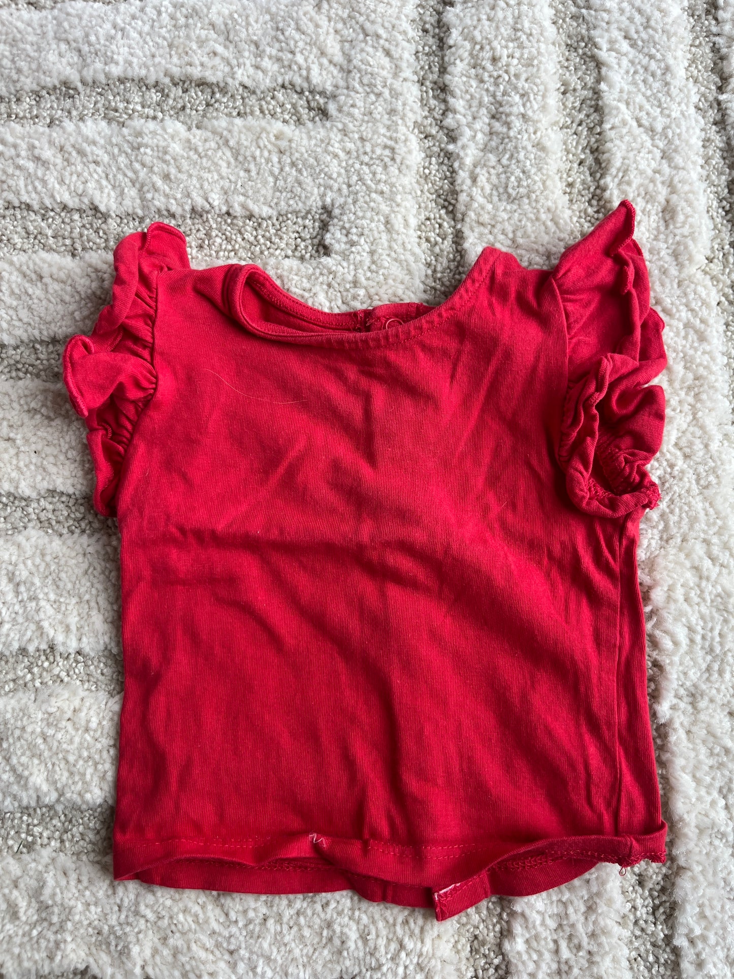 T-shirt à manches courtes volantées rouge - 3 mois