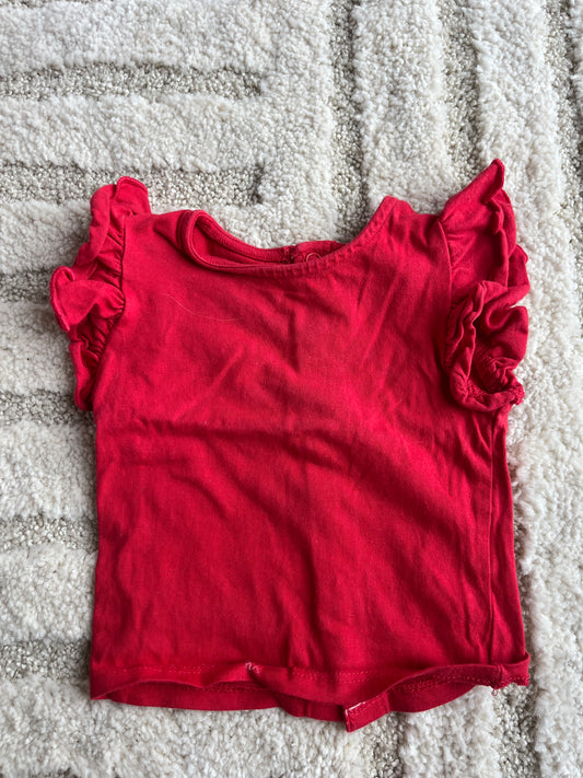 T-shirt à manches courtes volantées rouge - 3 mois