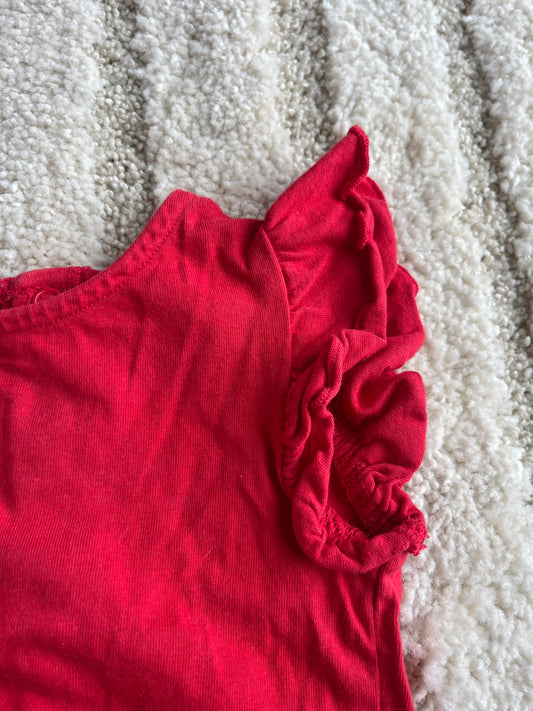 T-shirt à manches courtes volantées rouge - 3 mois