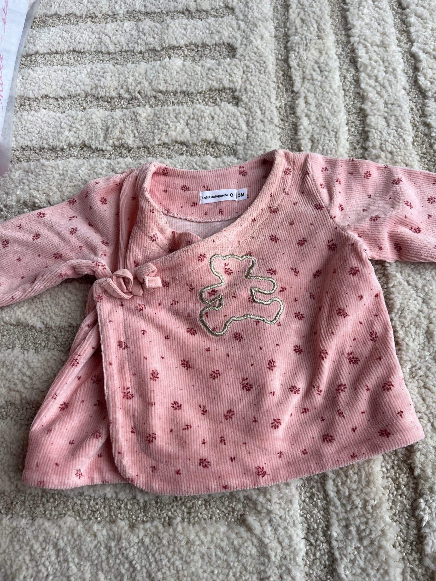 Pyjama velours 2 pièces rose Lulu Castagnette - 3 mois