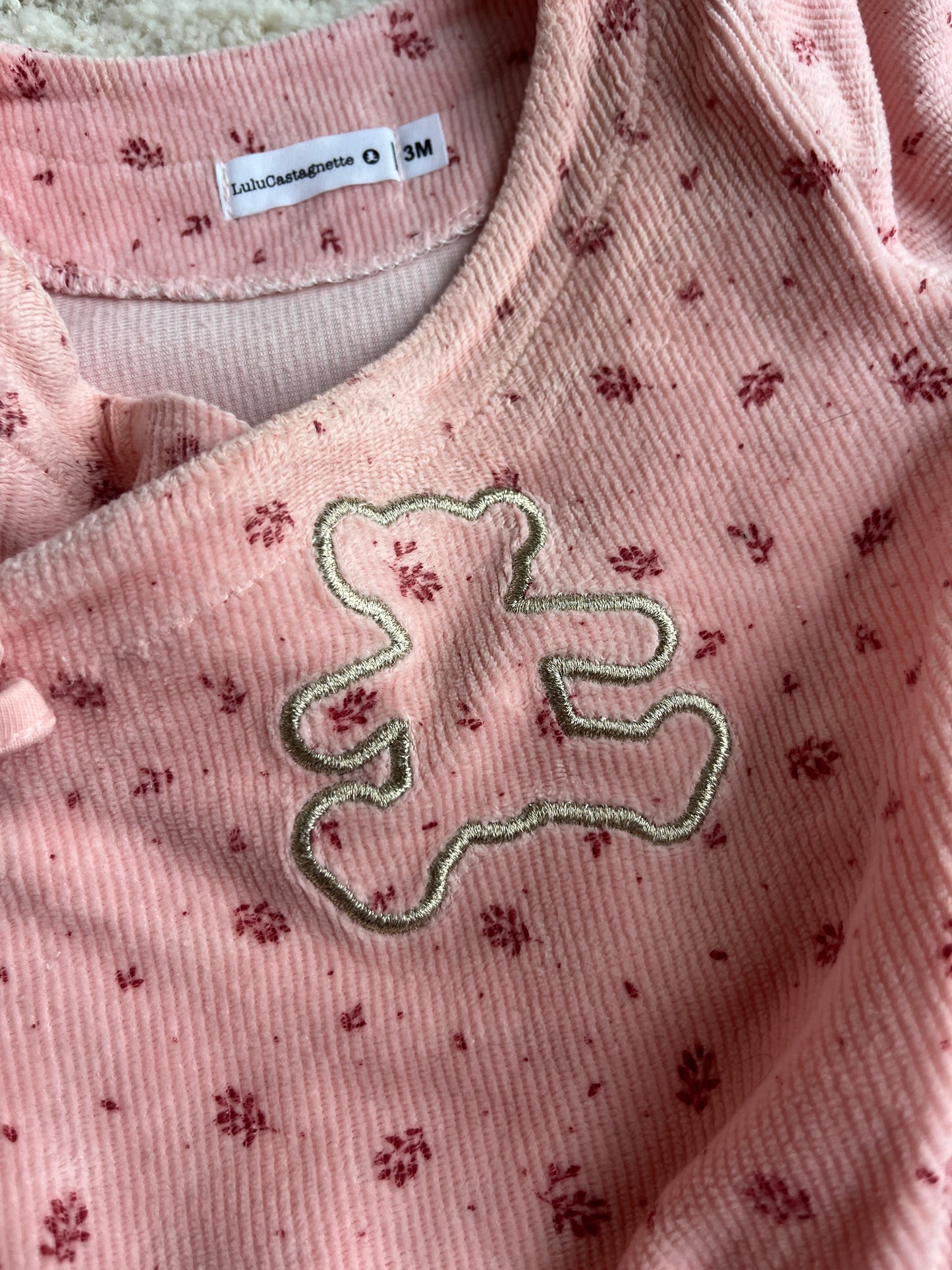 Pyjama velours 2 pièces rose Lulu Castagnette - 3 mois