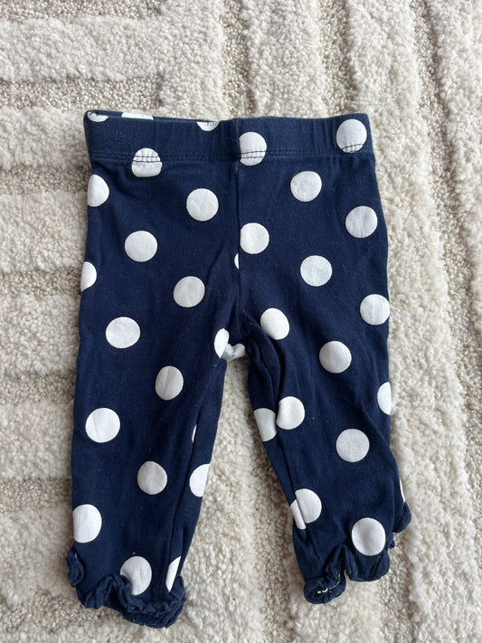 Legging bleu marine à pois blancs avec ourlets lettuce - 3 mois