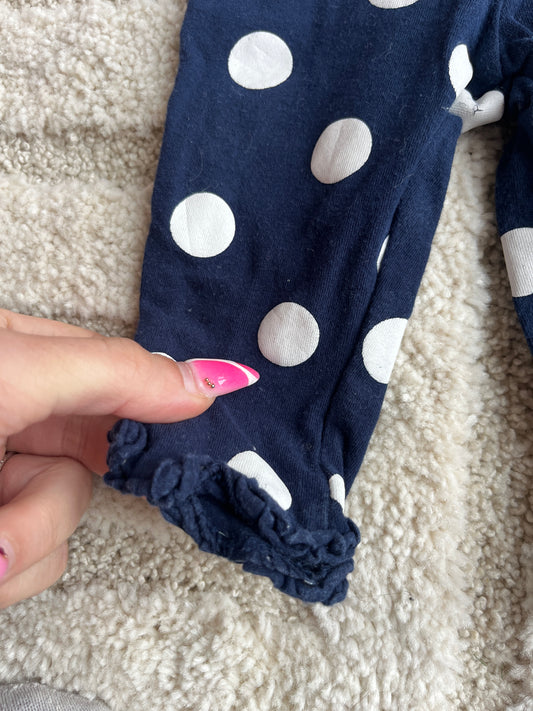 Legging bleu marine à pois blancs avec ourlets lettuce - 3 mois