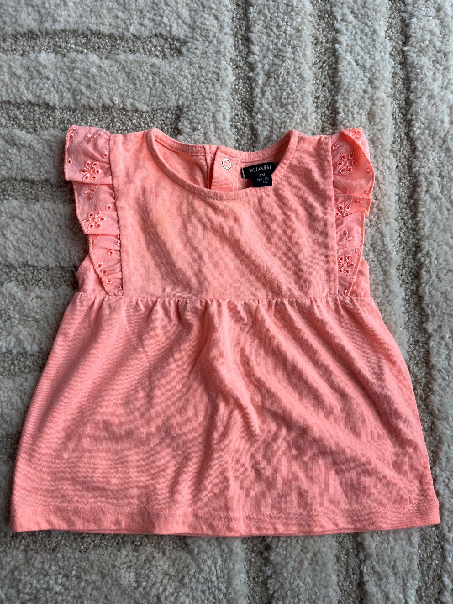 T-shirt sans manches volantées rose fluo - 3 mois