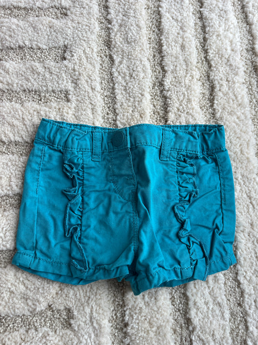 Short en jean bleu turquoise détails volantés - 6 mois (68cm)