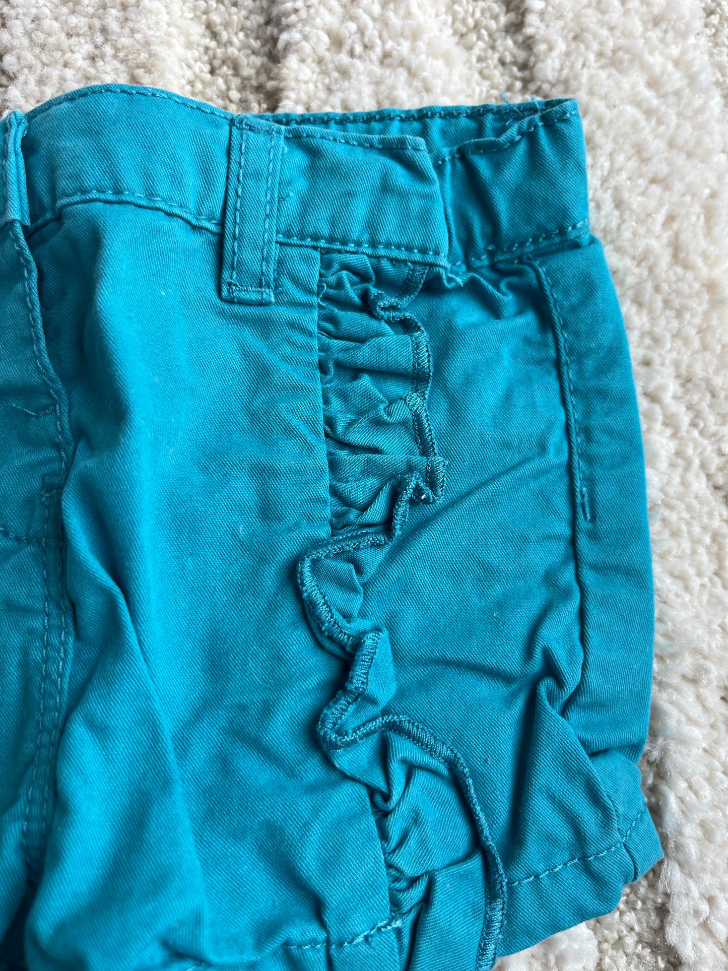 Short en jean bleu turquoise détails volantés - 6 mois (68cm)