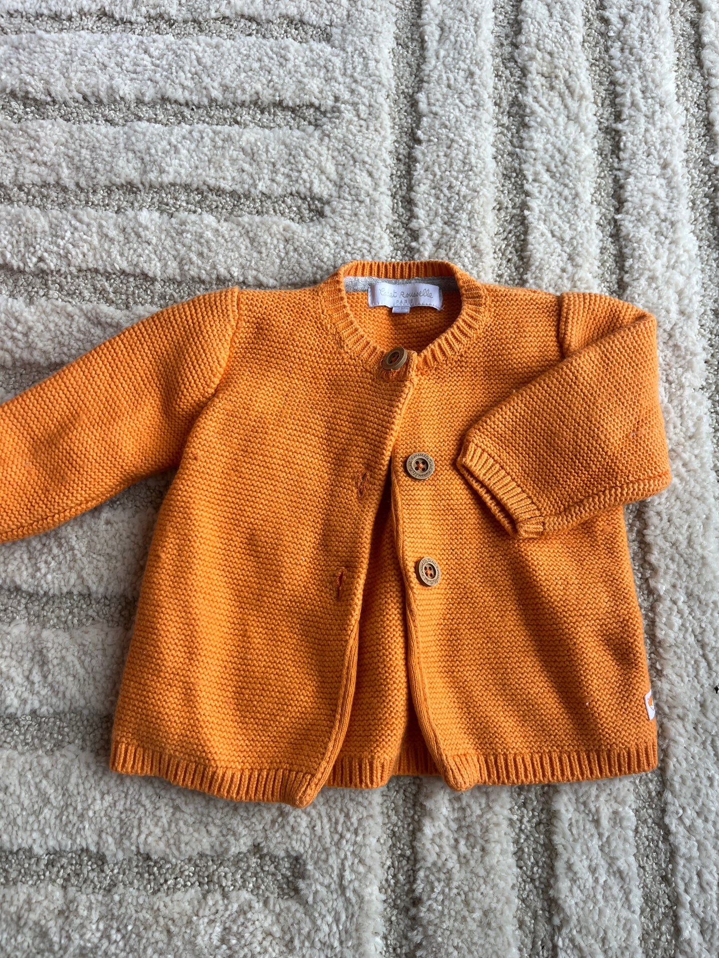 Cardigan en maille à manches longues orange Cadet Rousselle - 3 mois