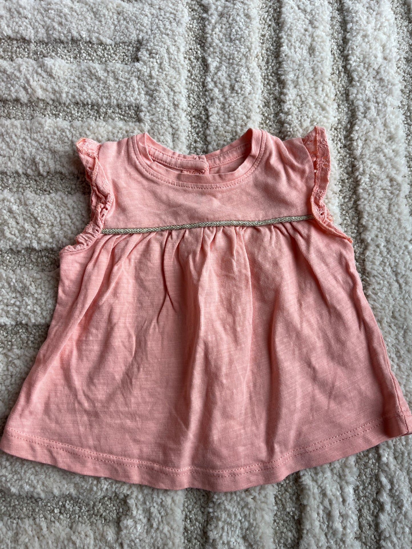 T-shirt sans manches rose liseraie doré - 3 mois