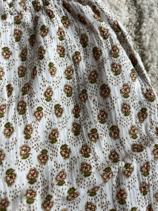 Pantalon léger crème avec fleurs blanches effet plissé Bout’chou - 3 mois