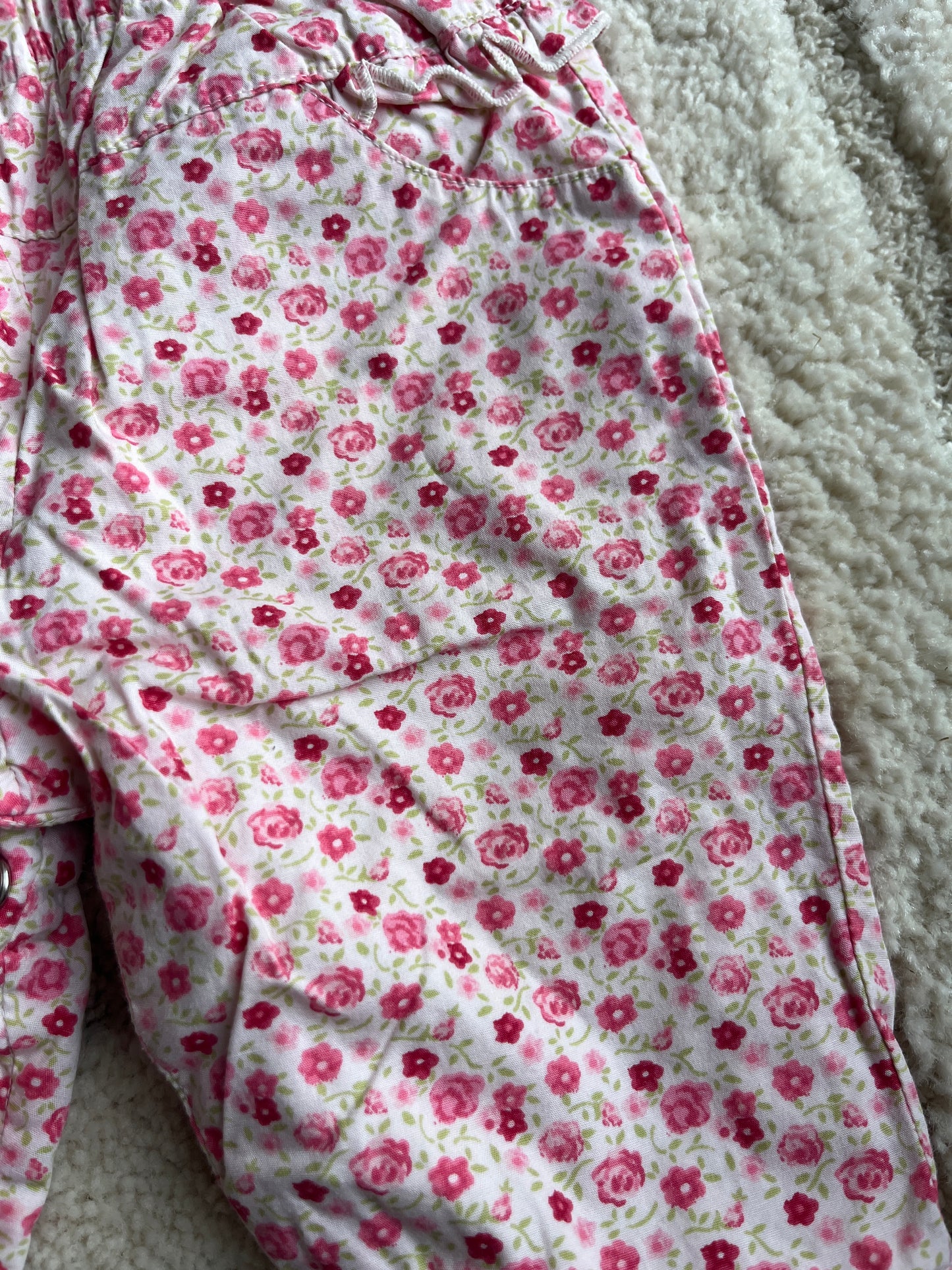 Pantalon blanc motifs fleurs roses Sergent Major - 3 mois