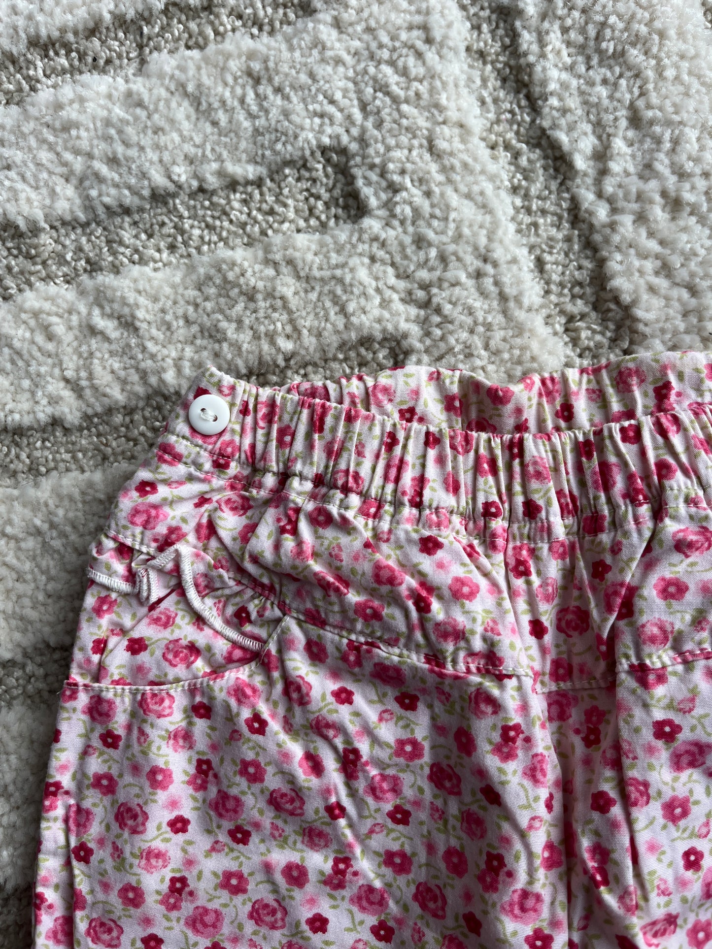 Pantalon blanc motifs fleurs roses Sergent Major - 3 mois