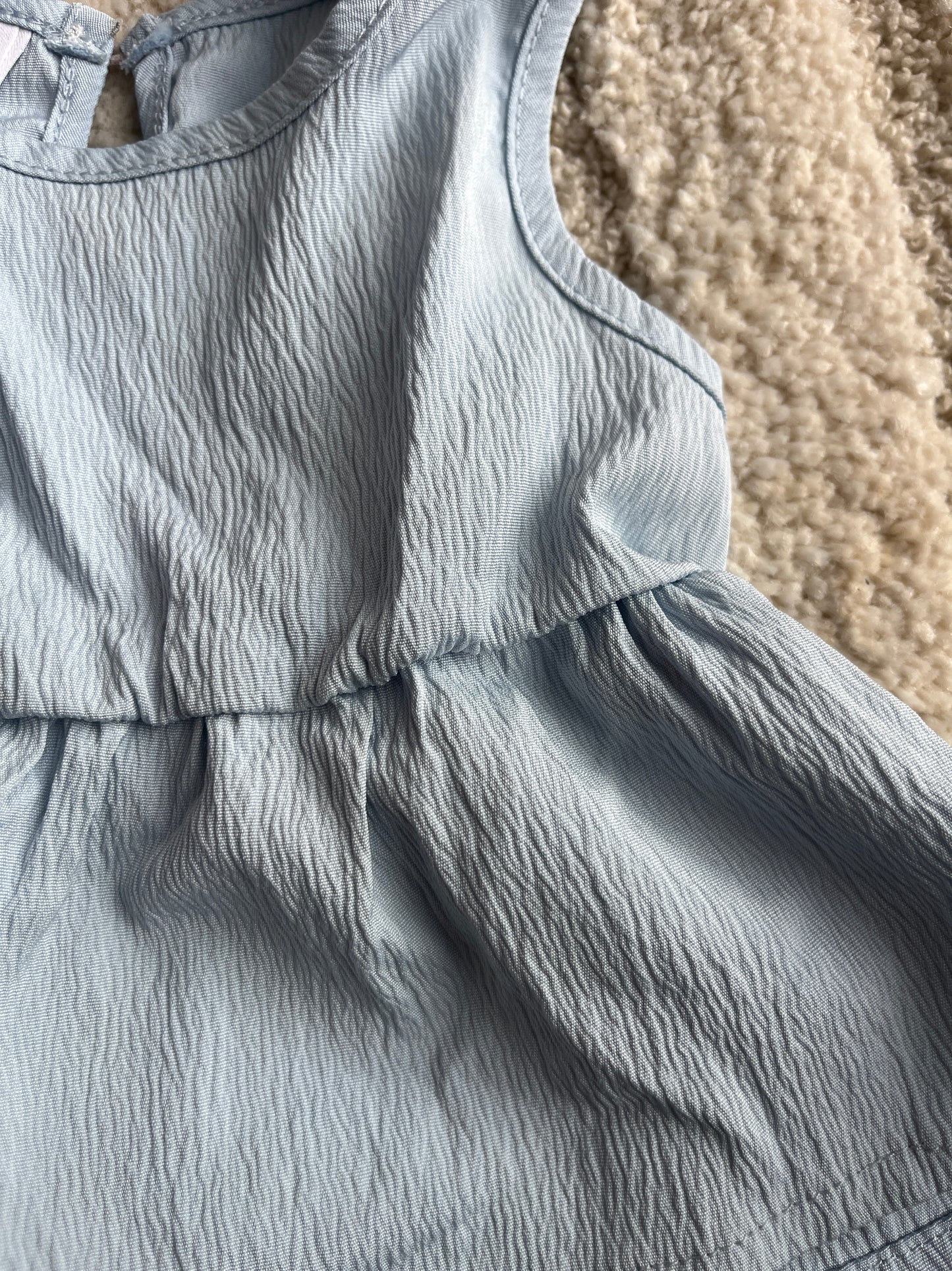 Débardeur ample bleu effet lin avec noeuds - 6/9 mois