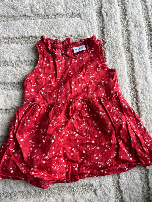 Robe été sans manches rouge motifs étoiles blanches - 6 mois