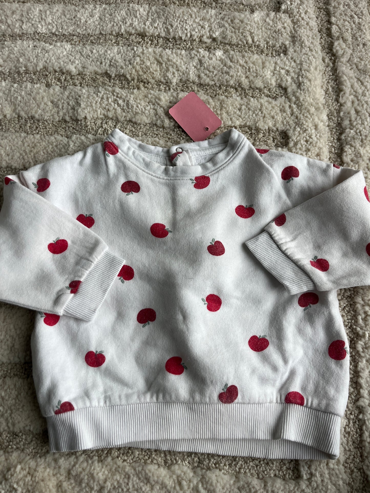 Ensemble jogging blanc motifs pommes molletonné - 6 mois