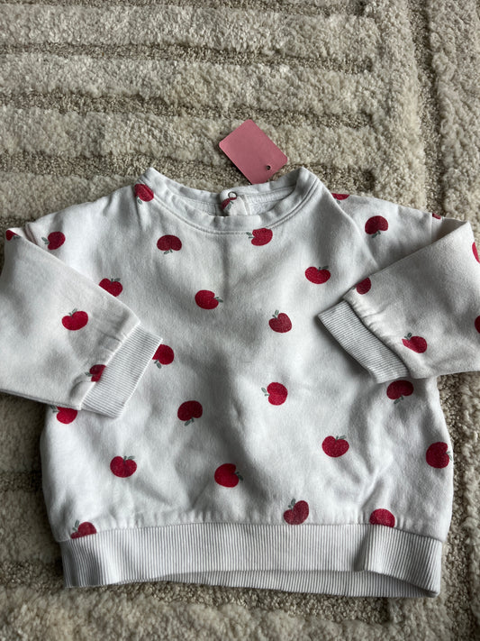 Ensemble jogging blanc motifs pommes molletonné - 6 mois