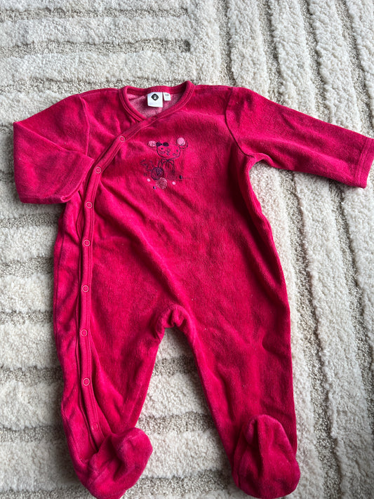 Pyjama velours fuschia motif souris Grain de Blé - 6 mois