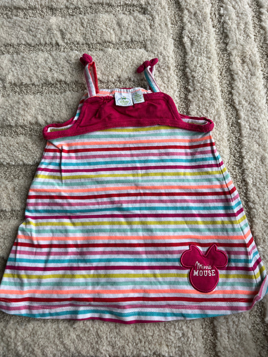 Robe été à bretelles rayée colorée Minnie - 6 mois