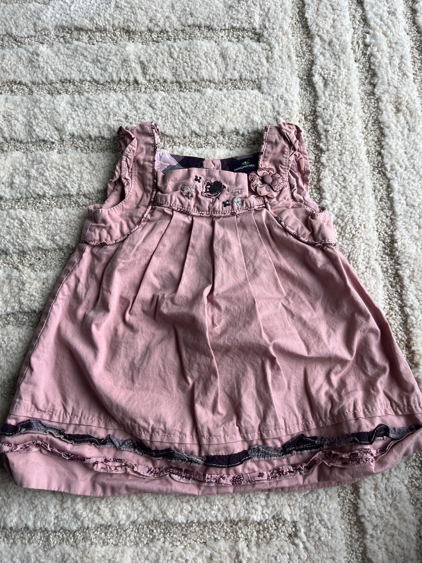 Robe sans manches rose avec détails violets Sergent Major - 6 mois