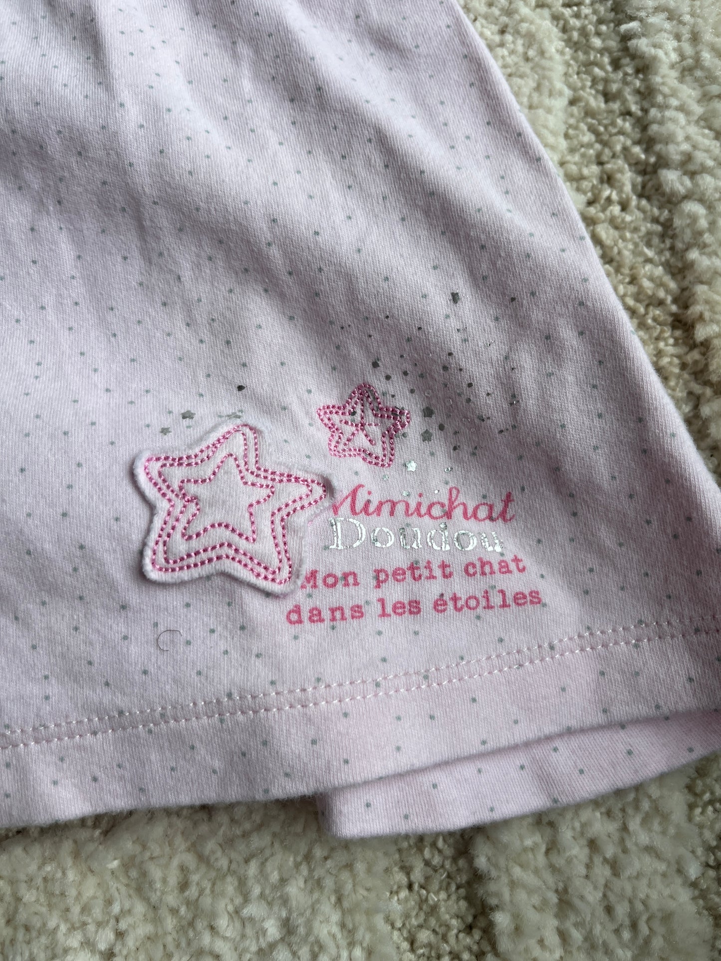 Robe en jersey à manches courtes rose pale « mimichat doudou » - 6 mois